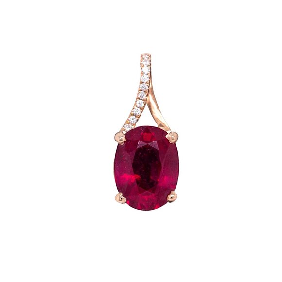 2.6cts Madagascar Ruby Pendant in Solid 14K Rose Gold with Natural Diamonds - Picture 1 of 8
